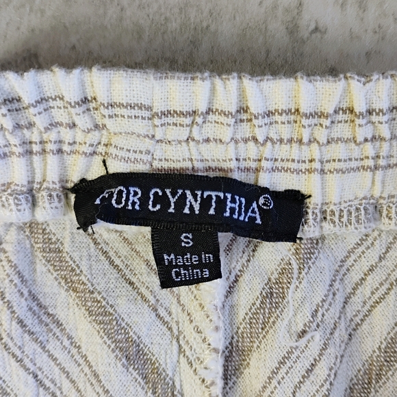 For Cynthia Linen Maxi Skirt Womens Small Striped Neutral Minimalist Lagenlook - Picture 5 of 10